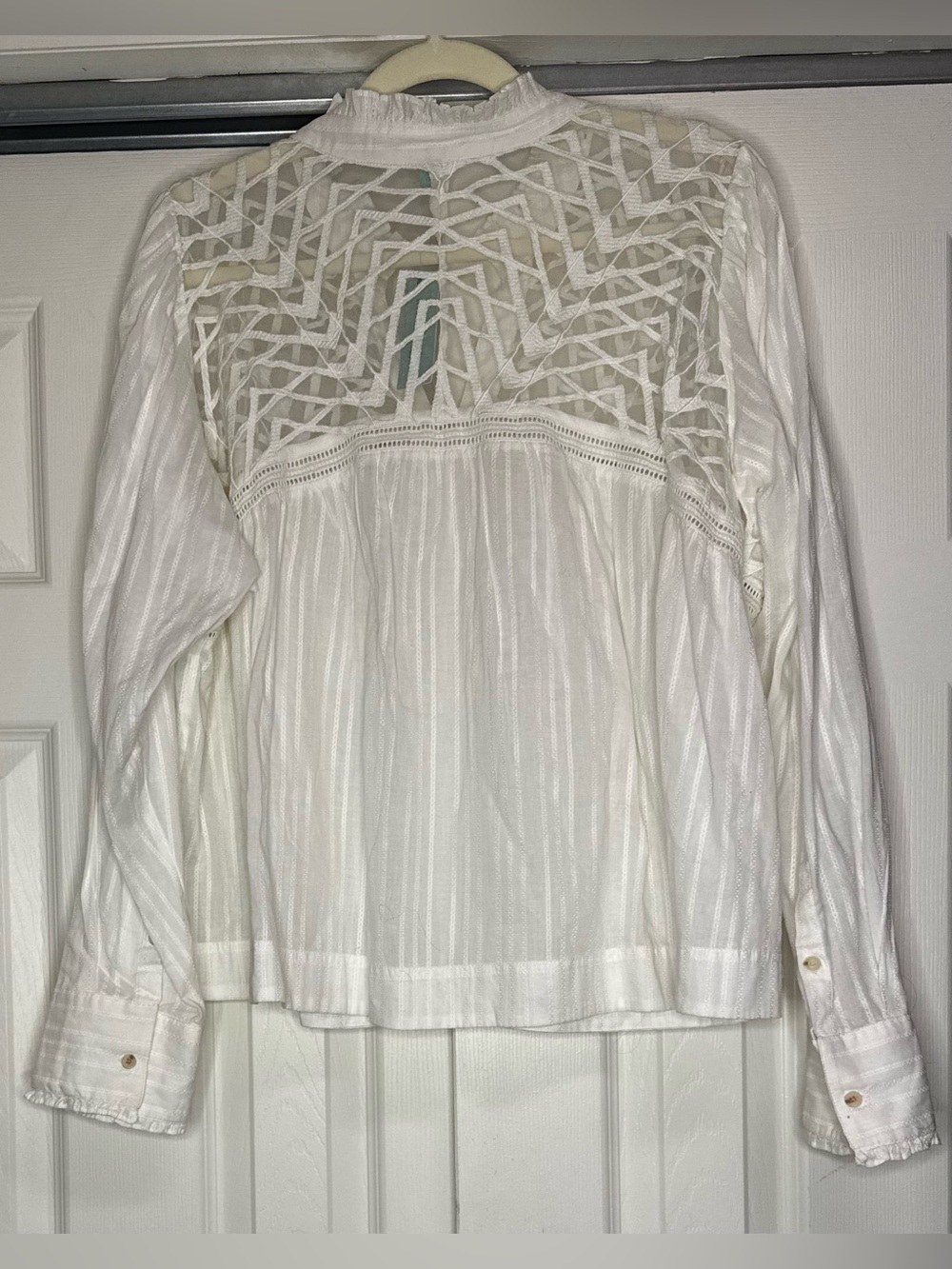 Anthropologie White Embroidered Lace Ruffle Collar Button Blouse - Size 20W NWT - Picture 5 of 6